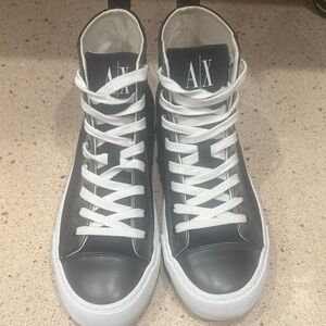 A/X Armani Exchange Black and White High-Top Sneakers